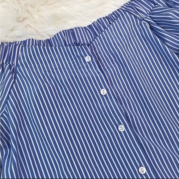 Haute Project Blue Striped Off The Shoulder Top - Picture 6 of 11